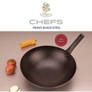 Wajan Penggorengan 36cm Black Steel Bima Chefs Japanese Wok Diskon