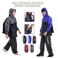 Jas Hujan Setelan Baju Celana Pria Wanita Plevia Rush Back Pack Kotak