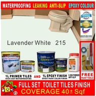 215 LAVENDER WHITE // FULL SET Epoxy Floor Coating ( FREE Tool Set ) ( 1L PRIMER WATERPROOF+1L EPOXY PAINT+0.5 KG ANTI-S