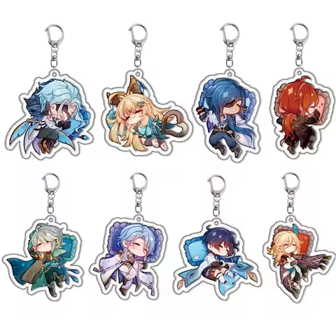 Genshin Impact Wanderer Kaveh Lyney Dottore Freminet Cosplay Accessories Anime Game Badge Keychain P
