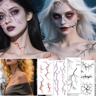 6 Styles Halloween Blood Vessel Flame Tattoo Sticker Temporary Waterproof Bright Red Fire Q6n0