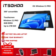 iTSOHOO New 2 in 1 touch screen laptop tablet komputer riba maruh yoga style convertible 11.6 inch with Windows 11 PRO 8GB 512GB 1TB  FHD SCREEN intel Processor Webcam dual wifi for Men office school students education Business