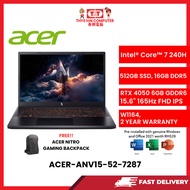 ACER-ANV15-52-7287-INTELCORE7-240H,16GBR5,512GBSSD,15.6"FHDIPS,RTX40506GVR6,W1164,2YRS,H&S
