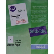 Stick-Rite Sticker Paper White Stationary School Supplies Sticker Paper Short Size