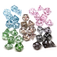 7pcs Set Acrylic Inlaid Gold Foil DND Dice Set Polyhedral Table Game Dice Role-Playing RPG Dice With