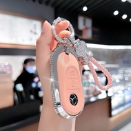 Mercedes C200 E200 C250 350 450 Car Key Cover with Stone and Metal Edge Cowhide High Quality Product