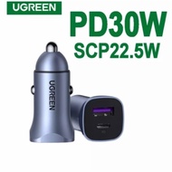 Ugreen 40858 Car Charger USB A+C Dual Port PD 30W+SCP22.5W