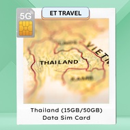 【Thailand 5G】Thailand Travel Roaming Data Sim Card【15GB / 50GB】ET Travel - Travel Sim