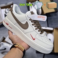 Nike _ Air Force 1 Custom Premium Brown Stiletto Heels AF1 Sneakers In Cream Color Brown Air Sole Fu