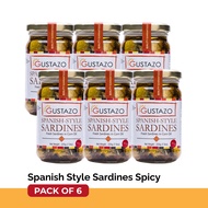 Gustazo Spanish-Style Sardines Hot &amp; Spicy in Corn Oil 225g (Pack of 6)