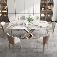 【SG Sellers】Dining Table Set with Chair  Sintered Stone Table  Marble Dining Table Square Table Scra