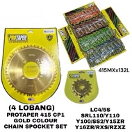 LC/Y125/RXZ/Y15 PROTAPER 415MX132 COLOUR ORING CP1 GOLD SPOCKET COMBO SET (4 HOLE)