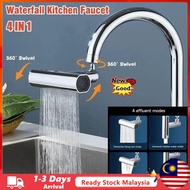 (Malaysia Stock) 4 In 1 Kitchen Sink Waterfall Faucet Pressurized Bubbler Splash-proof 4 Modes Spout