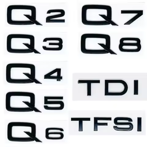 3d ABS Letters Numbers Car Rear Trunk Boot Emblem Sticker Badge For Q2 Q3 Q4 Q5 Q6 Q7 Q8 TDI TFSI Ca