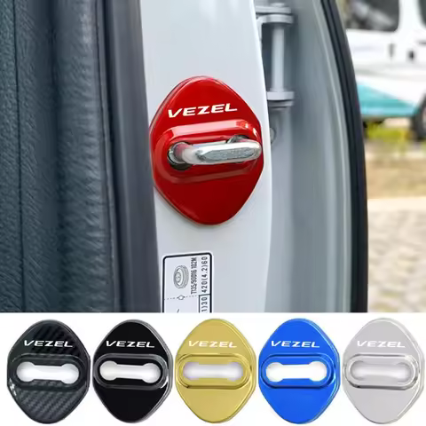 4Pcs For Honda VEZEL Logo Car Door Lock Buckle Cover Emblems Styling Door Stopper Protective Case An