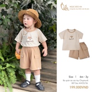 M&B (6M-3Y) Brown Striped short sleeve Chipmunk clothing set, soft, cool and fashionable for boys 7.