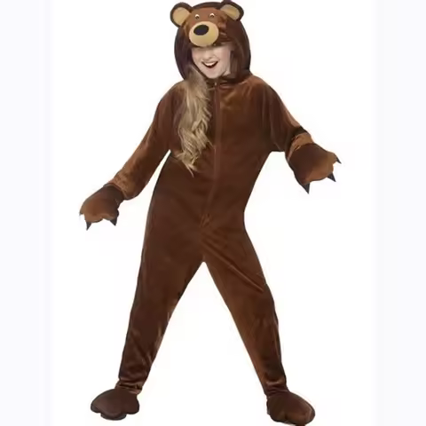 Children Cosplay Teddy Bear Costume Holiday Party School Stage Costumes Funny Hooded Onesie Set Stag