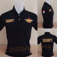 BLACK WINGS LOGO SECURITY T-SHIRT SHORT SLEEVE FULL EMBROIDERY - EMBROIDERED SECURITY WINGS COLLAR T