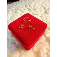 18k Gold Set Snake Ring and Earring