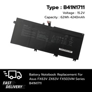 (ส่งฟรี ประกัน 1 ปี) แบตเตอรี่ โน๊ตบุ๊ค Compatible with ASUS GL503VD FX63V ZX63V FX503VM B41N1711 ส่