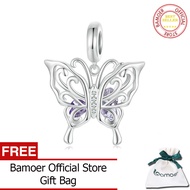 BAMOER 925เงินสเตอร์ลิงกลวงสำหรับเครื่องรางจี้ผีเสื้อสร้อยข้อมือผู้หญิงและสร้อยคอปูการตั้งค่าเครื่อง