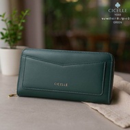 🦋กระเป๋าสตางค์ใบยาว🦋 กระเป๋าสตางค์ใบยาวซิปรอบของ Cicelle หนังเรียบทั้งใบด้านหน้ามีโลโก้Cicelle มีช่อ