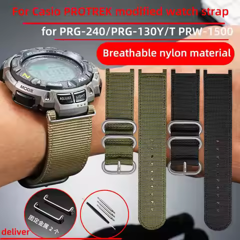 For Casio PROTREK Nylon Watch Strap PRG-240 PRG-130Y/T PRW-1500 Outdoor Mountaineering Watch band