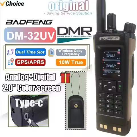 Baofeng DM-32 Mobile 10W GPS AES256 Encryption Dm32uv DMR Digital Two-Way Radio