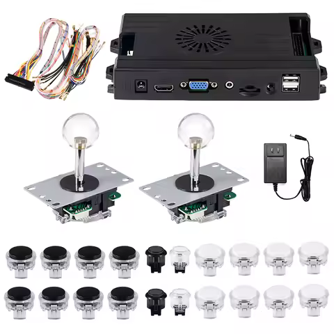 Arcade Game DIY Kit - Supports Up to 4 Players, Pandora Box System with 5018 Games in 1, Includes Jo