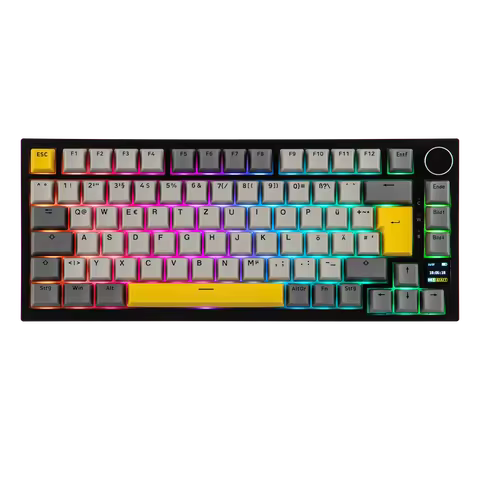 AJAZZ AK820 PRO ISO-DE 75% QWERTZ German Layout Mechanical Keyboard 3 Modes Wireless Keyboard with T