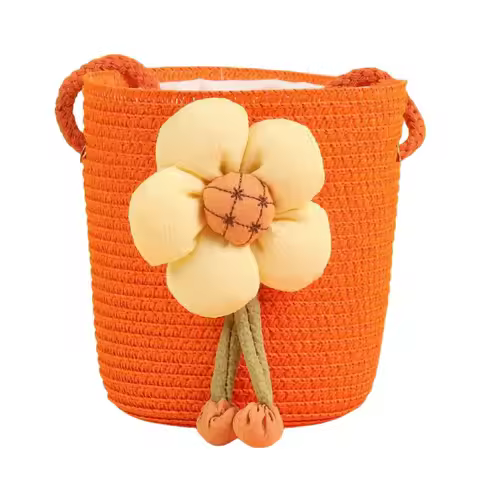 Bucket Bag Handmade Bucket Bag Woven Grass Flower Design Messenger Bag Princess Style Cute Design Sh