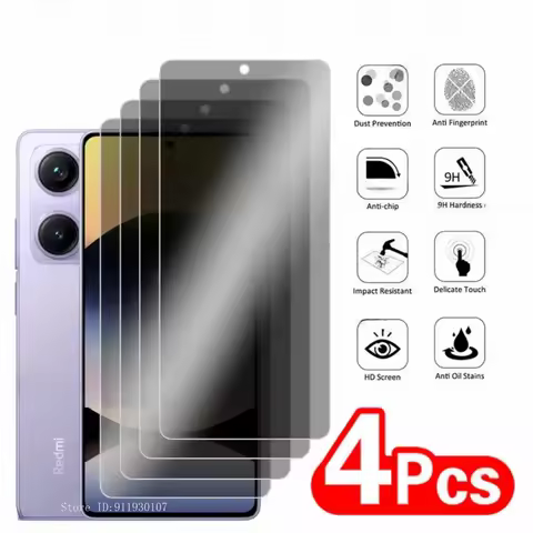 4PCS for Xiaomi Redmi Note 14S Privacy Tempered Glass for Redmi Turbo4 14C K80 Pro K70 Ultra for Red