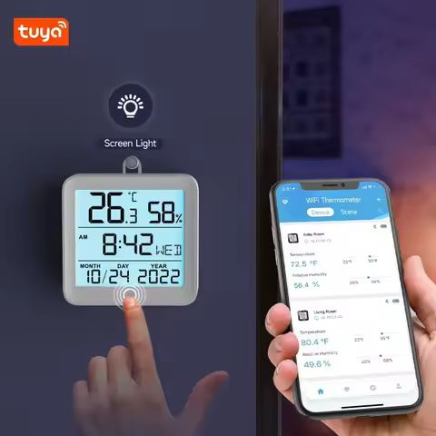 Tuya WIFI Temperature Humidity Sensor Hygrometer Thermometer Smart Home Backlight Support Alexa Goog