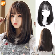 3d Full Hair Wig Air Bangs Length 40CM Hairwigs Slightly Curled Inwards Pear Blossom Hairstyle Adjus
