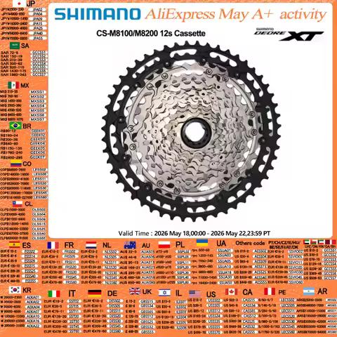 Shimano DEORE XT CS-M8100 M8200 Cassette 9-45T/10-45T/10-51T 12Speed For Mountain Bike Bicycle Part 