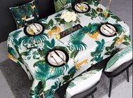 Nordic Jungle Deer & Lemur Catta Tablecloth, 森林黃鹿環尾狐猴枱布 (W)