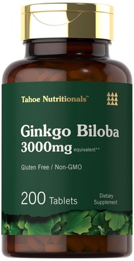 Ginkgo Biloba | 3000mg Per Serving | 200 Tablets Extra Strength | Vegetarian | Non-GMO & Gluten Free