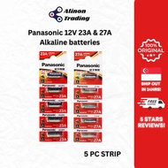 Panasonic 12V 23A/27A Alkaline batteries (5pc strip) A23, 23A, LRV08, 8LR932, MN21, A27, 27A