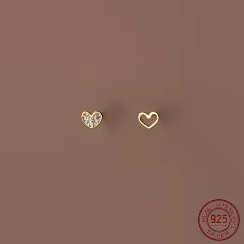 La Monada Womens Earrings Silver 925 Ear Piercing Small Hollow Heart 925 Silver Earrings For Women S