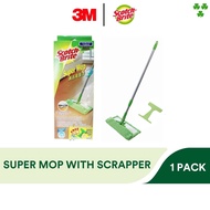 3M Scotch Brite Wet &amp; Dry Microfiber Super Mop with Scrapper - Traps Dust &amp; Hair (Refill Available)