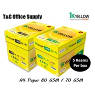 IK Yellow A4 Copier Paper 70 gsm / 80 gsm (1 box = 5 reams) | Kertas Putih A4