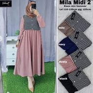 Midi Wanita Remaja Mila Dress Bahan Kaos Mix Hanover Fashion Muslimah