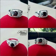 cincin lelaki silver 925 permata hitam, cincin lelaki perak batu hitam, silver 925 men ring black st