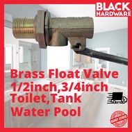 Black Hardware Brass Water Flow Toilet Tank Pool Inlet Float Valve Kepala Pipe Paip Air Tandas Pam K
