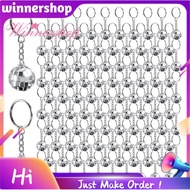 96Pcs Mini Disco Ball Keychains Disco Ball Favors Mirror 70s 80s 90s Disco Keychain Bulk Silver Disc