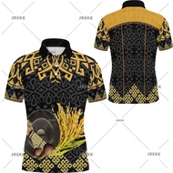 T-shirt Kaamatan (Sunduvan Kaamatan) Jersey Corak Etnik  Berkolar