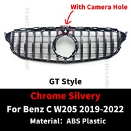 GT GTR ตะแกรงหน้าช่องติดเพชรกรอบกระจังหน้ารถตาข่ายสำหรับ Mercedes W205 C205 C43 S205 AMG Benz C 2014