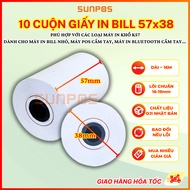 [10 ROLLS] Thermal paper for SUNMI V1S/V2/V2 PRO thermal printer K57 Pi 38 K57x38 handheld POS machi