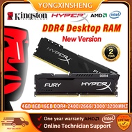 Kingston DDR4โกรธ HyperX 8GB 16GB 4GB DDR4 2400/2666/2133/3200MHz หน่วยความจำ RAM สำหรับพีซีเดสก์ท็อป DIMM 288-Pin