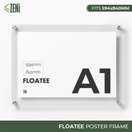[A1] ZENi FLOATEE A1 Acrylic Frame | Wall Mounted Advertisement Poster Frame | Acrylic Picture Frame